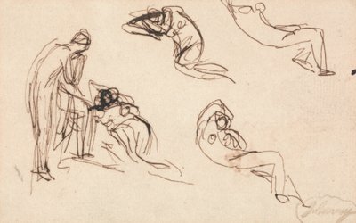 Stehende Figur und vier liegende Figuren von George Romney